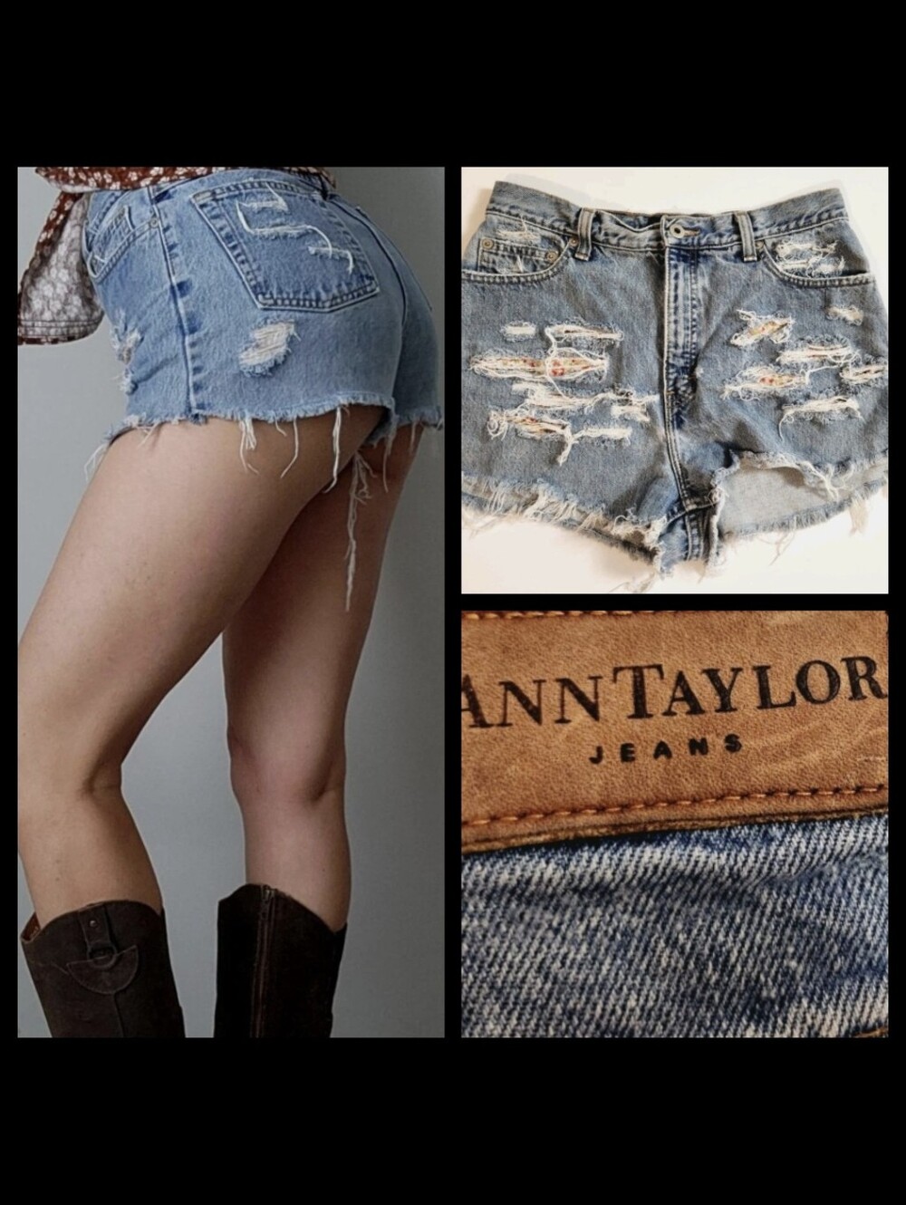 Vtg Ann Taylor Jeans High Rise Distressed Cut Off Raw Hem Denim Shorts! Size 8M